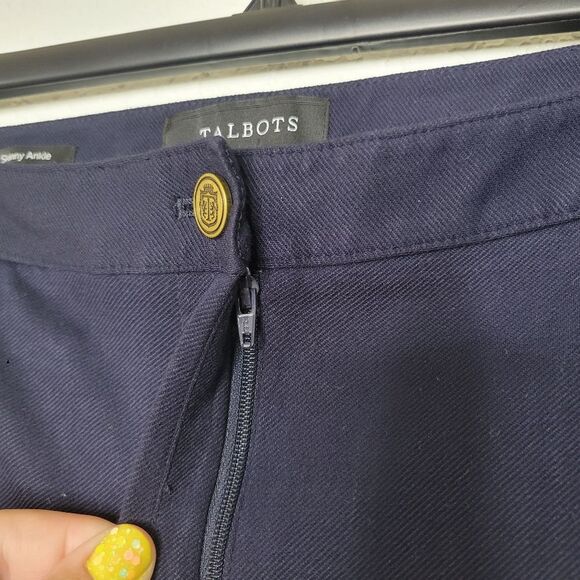 Talbots Size 14 Navy Blue Twill Skinny Ankle Dress Chino Pants with Pockets - Picture 4 of 9
